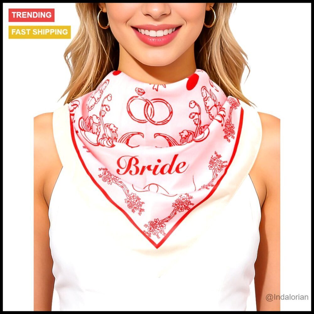 Satin Square Head Scarf Elegant Bridal Bandana Wedding Bachelorette Accessory